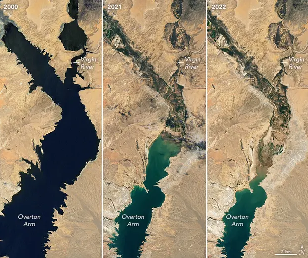 米德湖“浴缸环”现象愈加明显,图自NASA