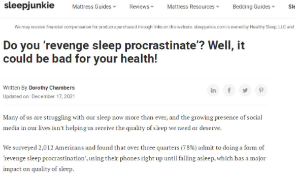 睡前玩8分钟手机 会引发睡眠拖延？