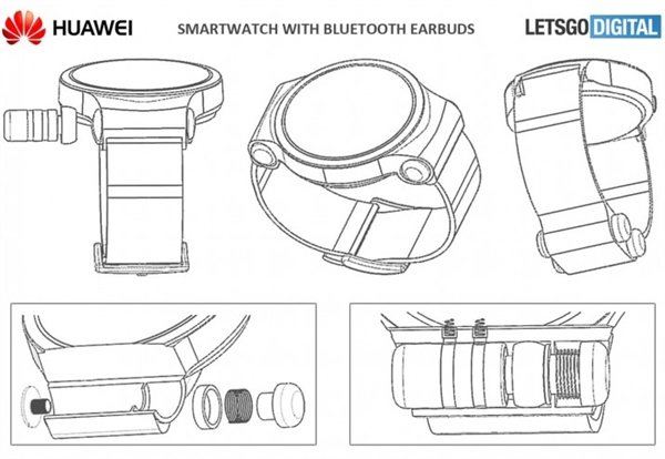 华为手表新专利曝光:可收纳蓝牙耳机