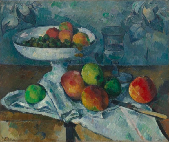 塞尚，《静物与水果盘》， 1879-1880