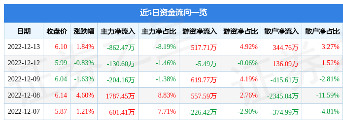 外服控股（600662）12月13日主力资金净卖出862.47万元