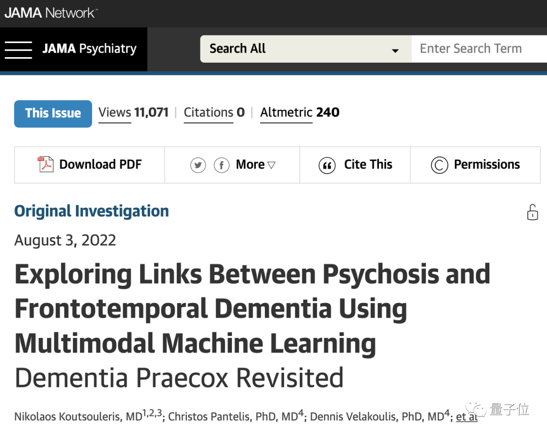 科学家用ML证明120年前争议理论:精神分裂与痴呆症存在相似之处