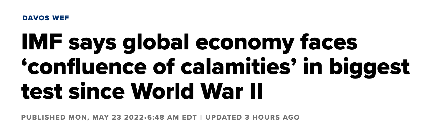 CNBC：IMF称，在二战以来最大的挑战前，全球经济面临”灾难的汇合“