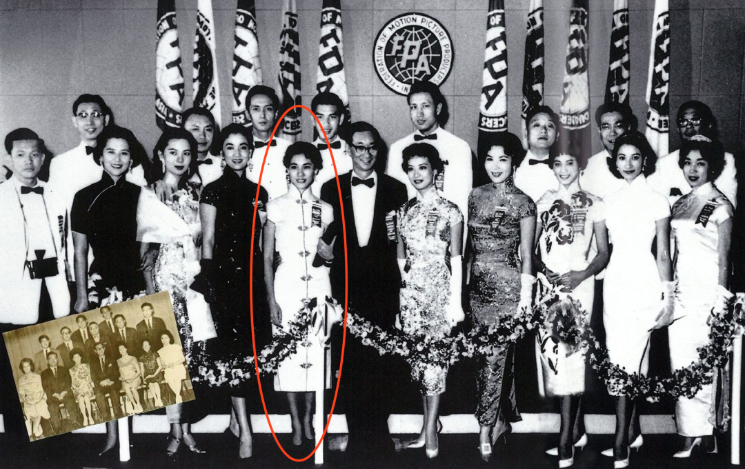 ▲1960年电懋代表团参加于吉隆坡举行的亚洲影展，红圈为林翠。