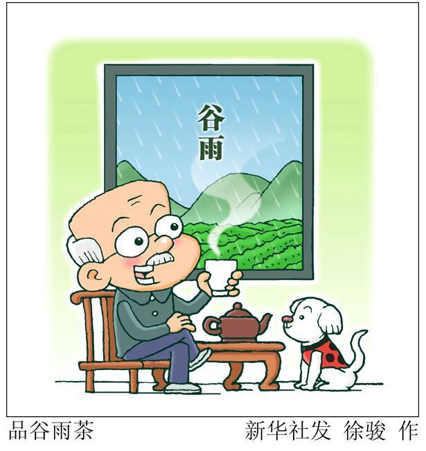 3.漫画：品谷雨茶 新华社发 徐骏 作.jpg