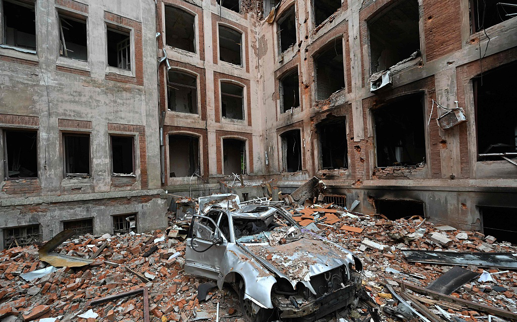 哈尔科夫国立大学被炸图片