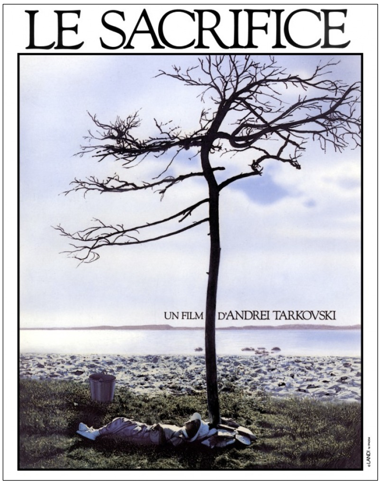 塔尔科夫斯基最后一部作品《牺牲》（1986）海报。徐皓峰认为塔尔科夫斯基最后两部作品都在拍“万物皆备于我”。