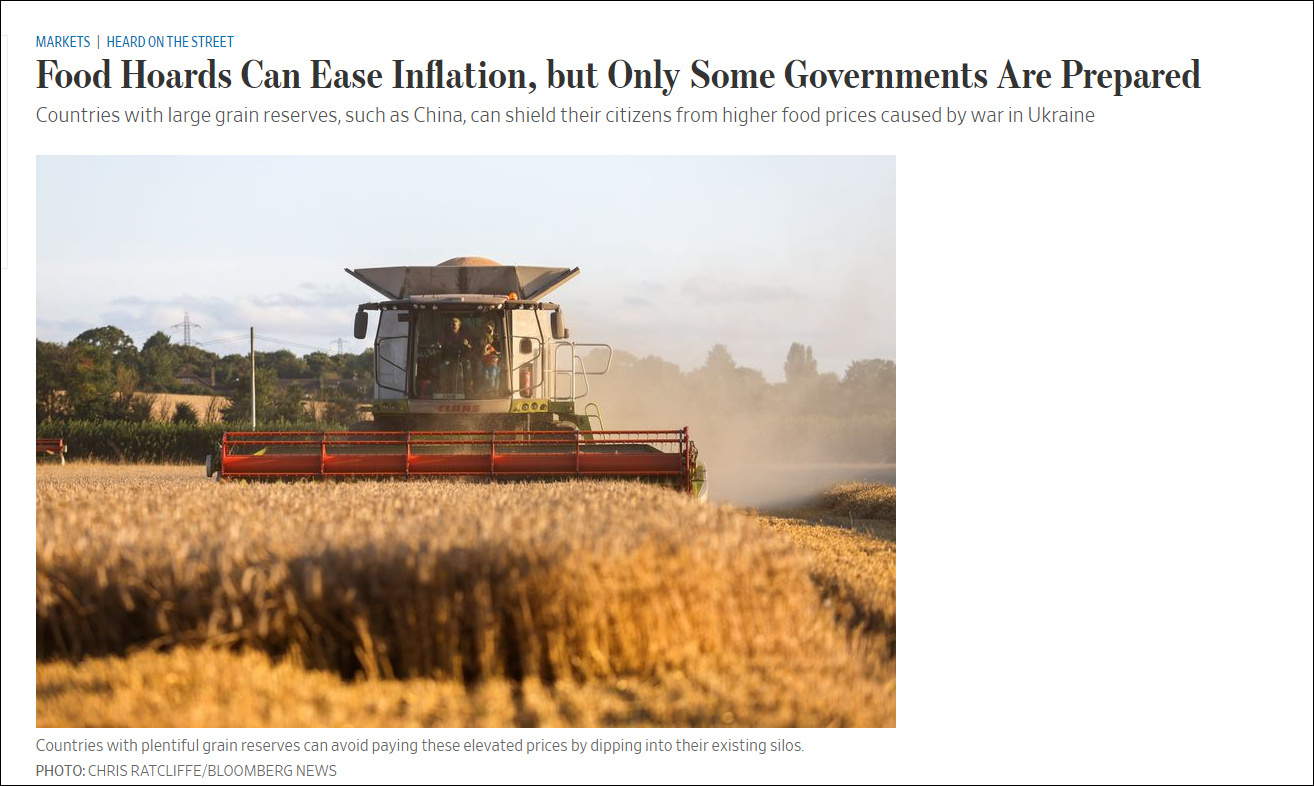 华尔街日报：俄乌开打粮价看涨 “中国准备最充分”