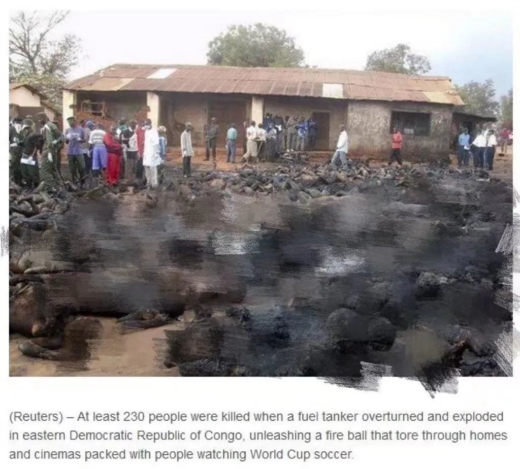 路透社关于刚果（金）油车爆炸特大交通事故的报道截图。