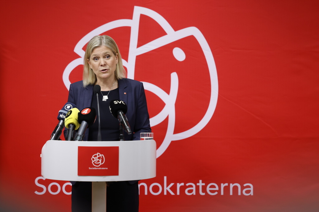 当地时间2022年5月15日，瑞典斯德哥尔摩，瑞典执政党社会民主党宣布，该党将支持瑞典加入北约。 人民视觉 图