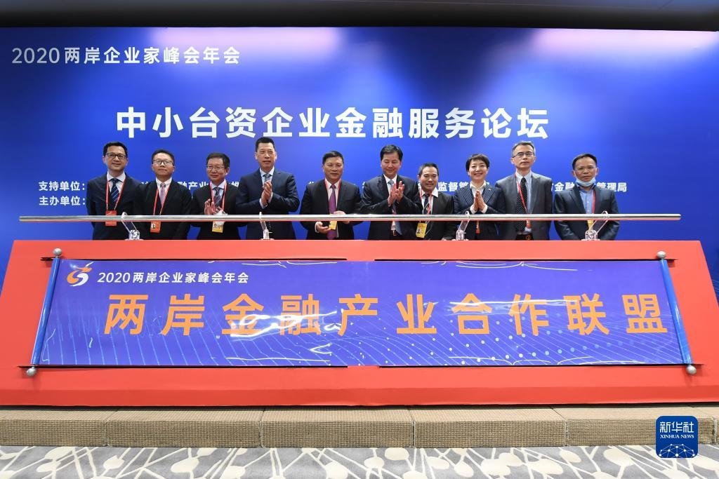 这是两岸金融机构发起的“两岸金融产业合作联盟”成立仪式现场（2020年12月8日摄）。新华社记者 林善传 摄