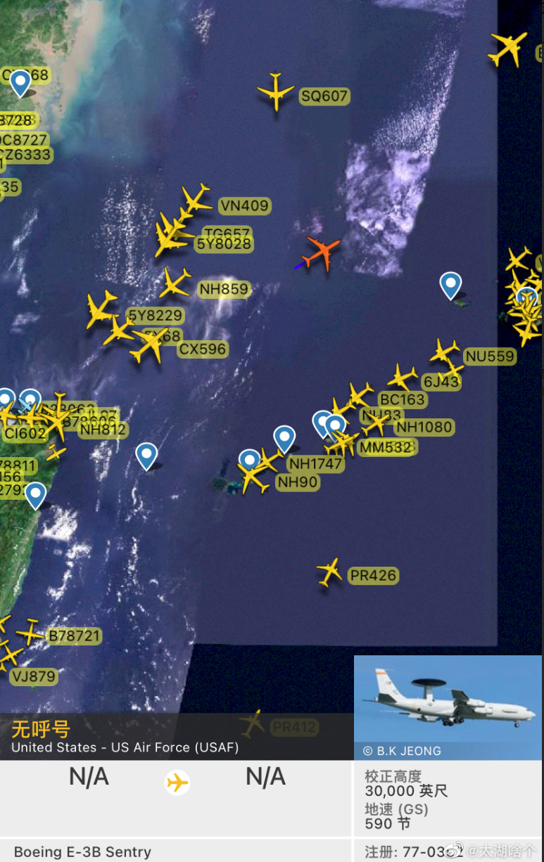 6月13日,“罕见”出现在我东海防空识别区的E-3B预警机