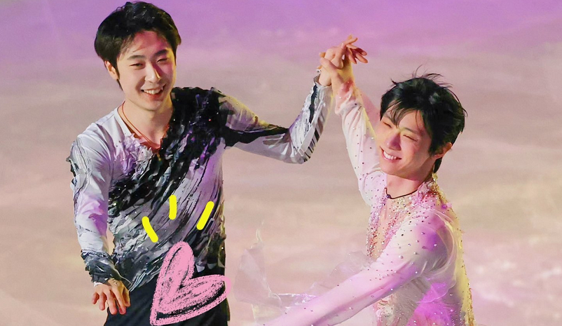 顶流羽生结弦表演征服陈露暖心扶起冰墩墩与金博洋跪滑