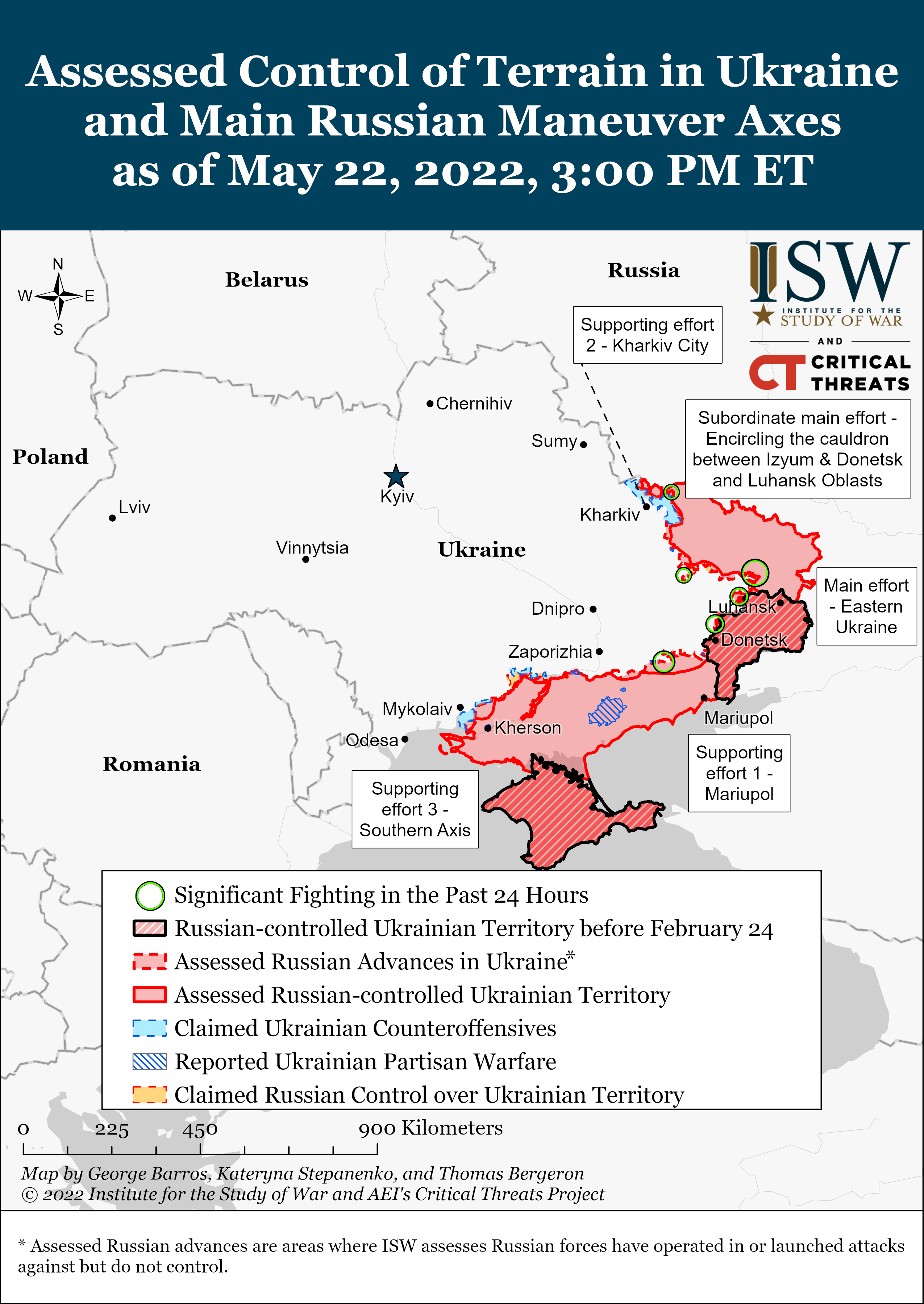 目前俄乌军队战况。来源：ISW
