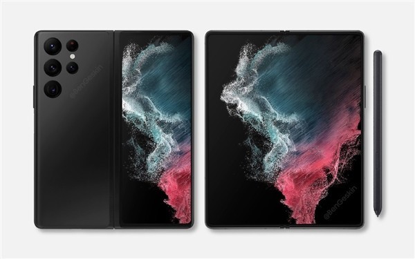 三星Galaxy Z Fold 4折叠屏手机渲染图曝光:真全屏幕 无挖孔