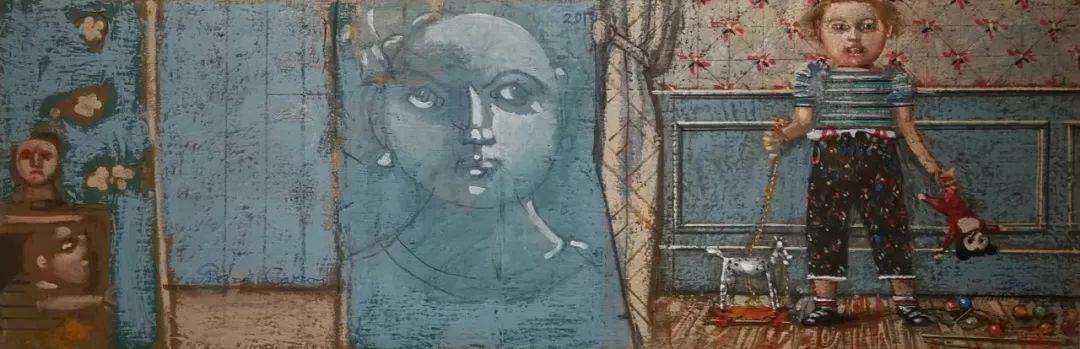 皮埃尔·卡隆 红色吊带 布面油画 30x90cm