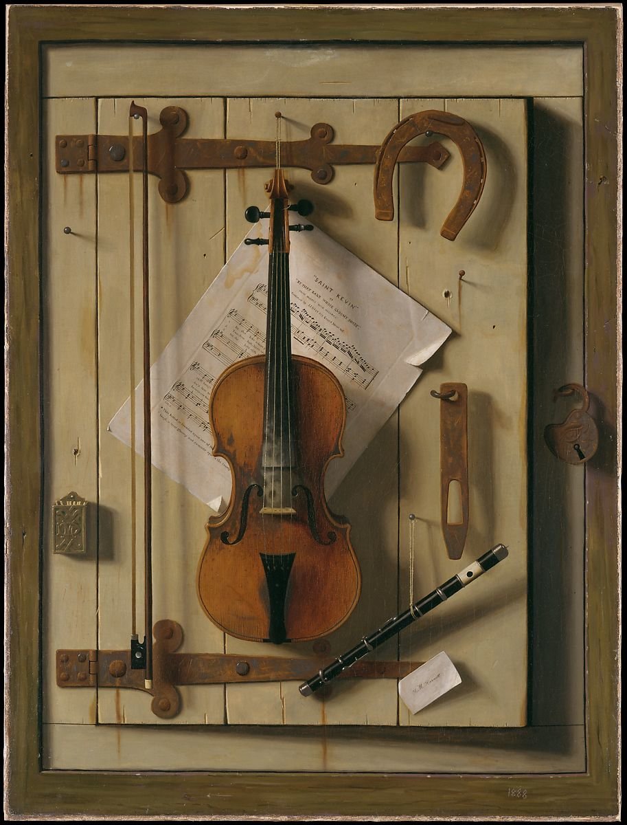 哈内特，《静物—小提琴和音乐》，1888年