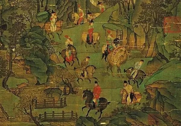 唐李昭道（传）《明皇幸蜀图》，现藏台北故宫博物院。