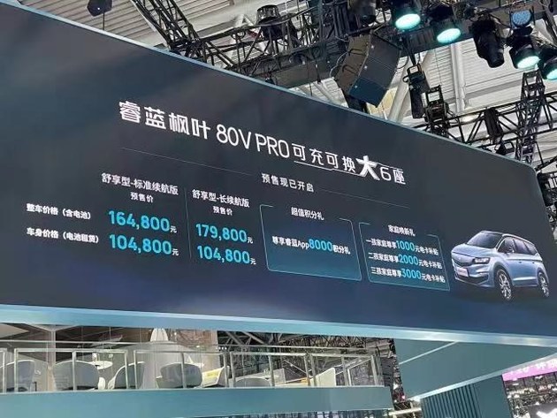 2022重庆车展 睿蓝枫叶80V PRO开启预售/支持车电分离销售模式