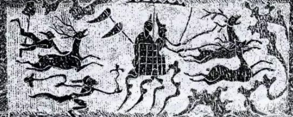 图17：乘鹿飞仙画像石拓片，南阳市汉画馆藏