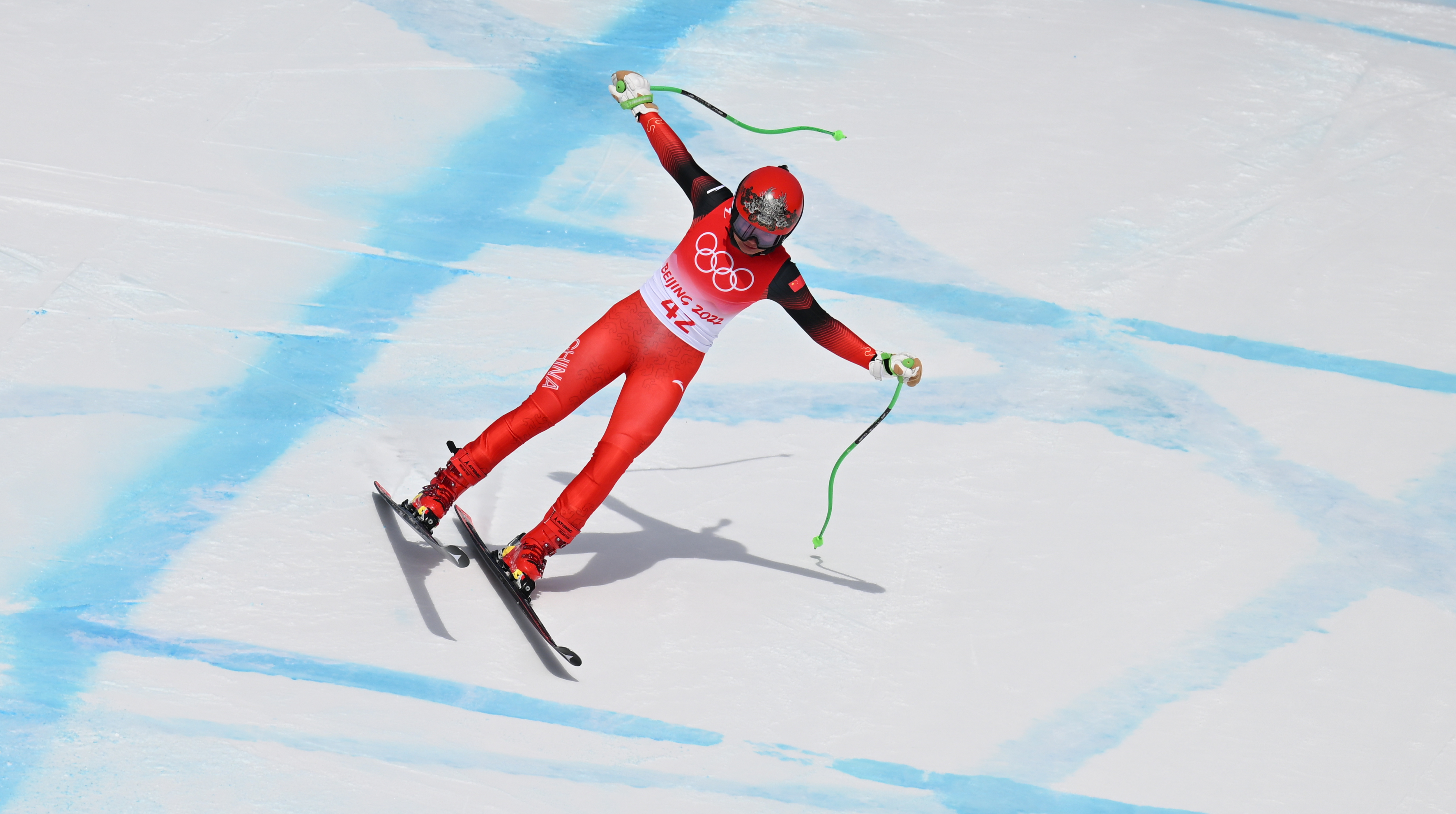 滑雪运动员影子图片