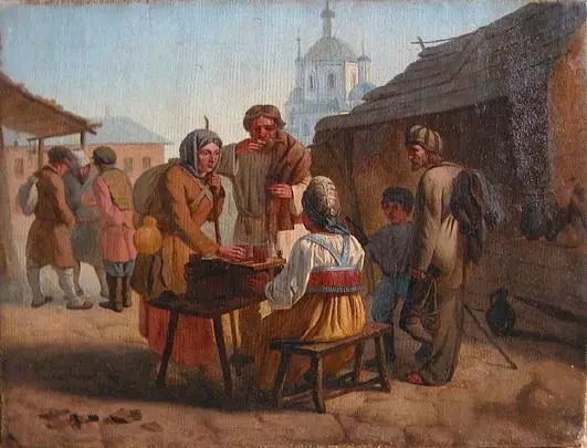 Vassiliy Kalistov, Street vending of kvass (1862)