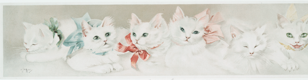 《聚会之中》，普朗的另一幅石版画。直到19世纪，艺术家们才开始把猫塑造成了可爱的形象。