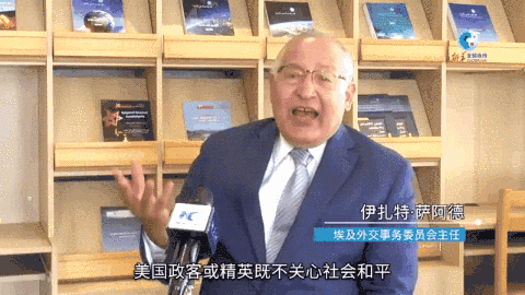 ▲2022年6月,埃及外交事务委员会主任伊扎特·萨阿德在受访时表示,美国政客只关心选举和政治上的短视利益。