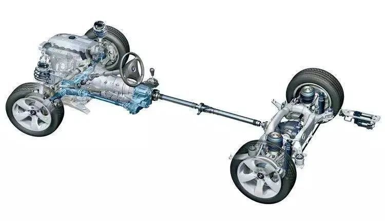 后轮驱动前驱车一般采用横置发动机布局,而且没有中央