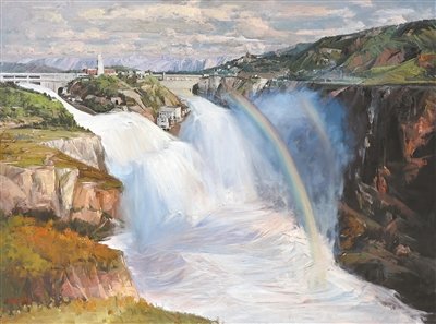 张少泉油画《刘家峡水电站》.