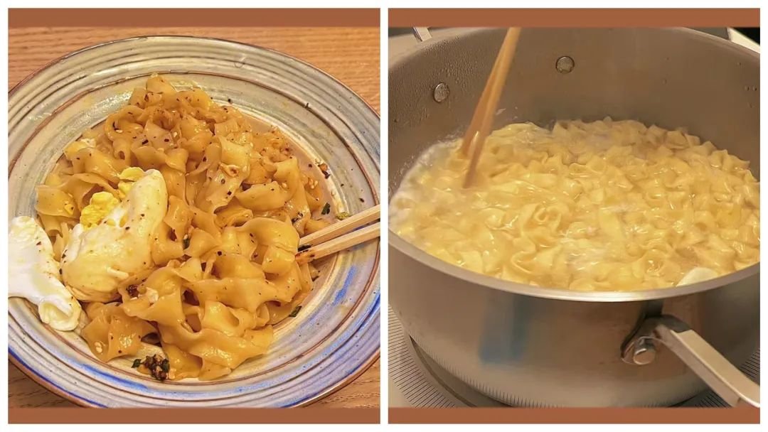 ▲室友帮忙煮面吃,让奇趣蛋非常感动