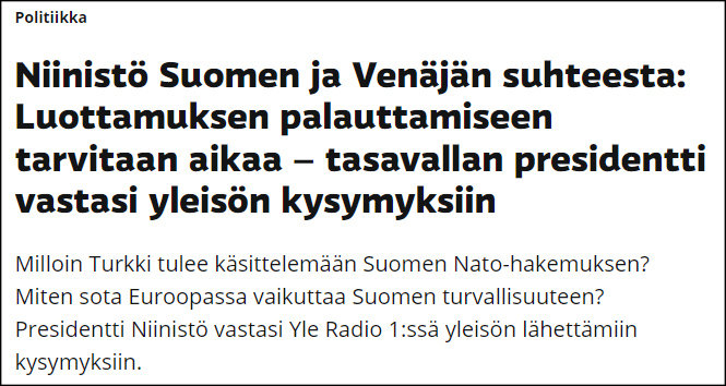 芬兰广播公司报道截图
