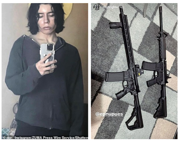 图中为枪手拉莫斯(Ramos)和案发几日前他在Ins中发的枪支图片。