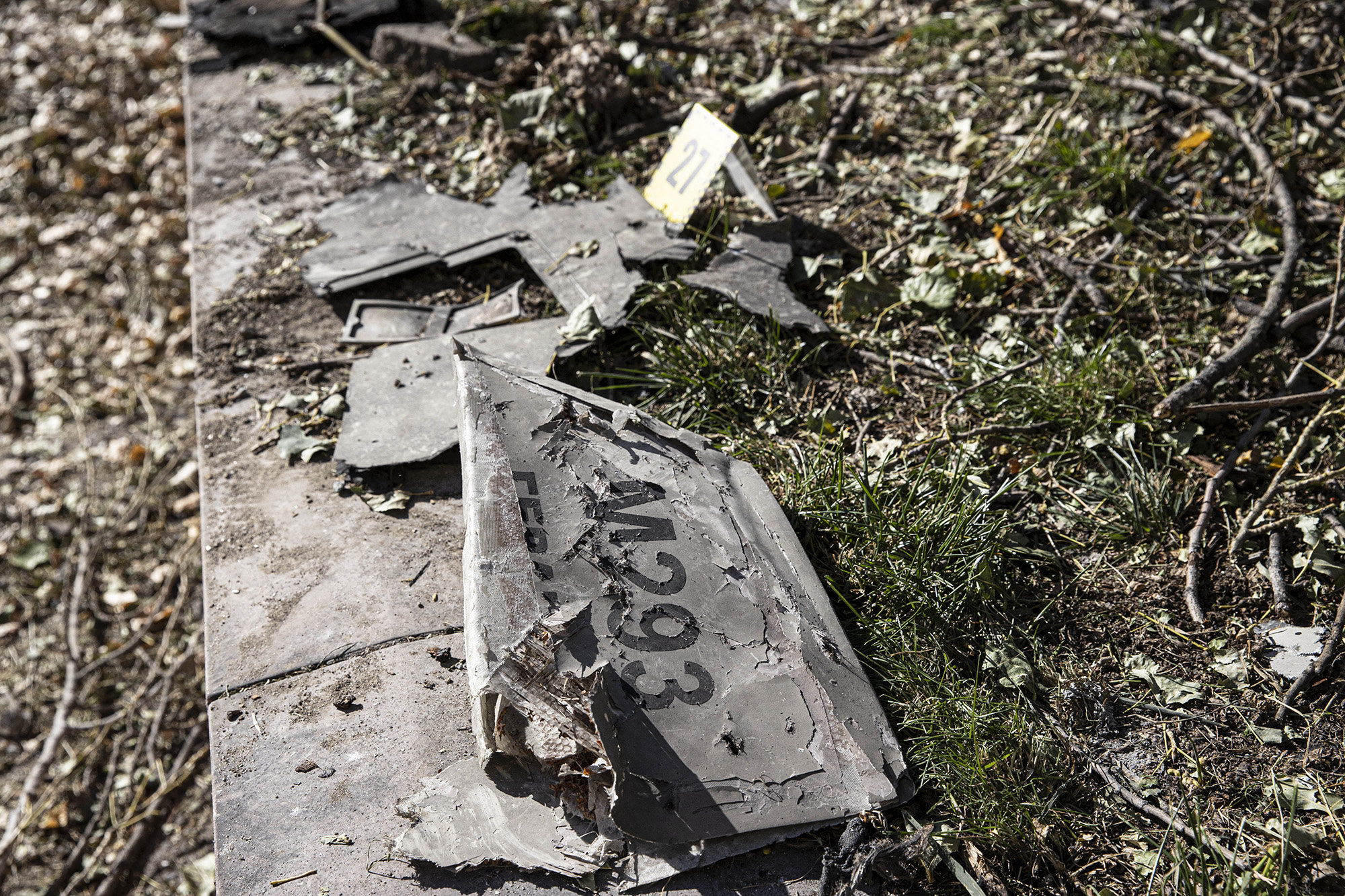 CNN：10月17日，在俄罗斯对乌克兰基辅发动无人机攻击后的无人机残骸