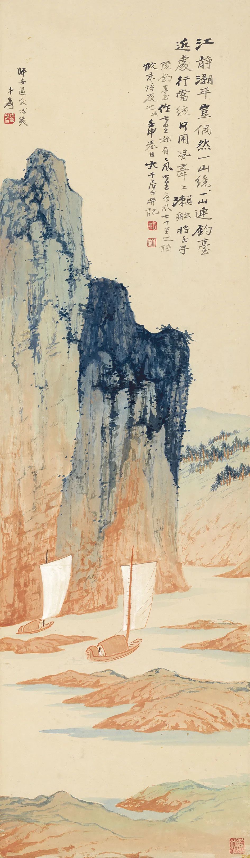 張大千国画“竹林七賢”骨董山水画 張大千国画“竹林七賢”骨董山水画