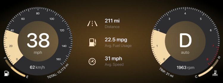 新版 CarPlay 的仪表盘显示效果    图片来源：苹果