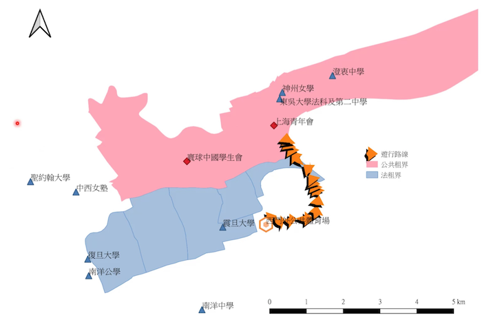 “五七游行”线路图