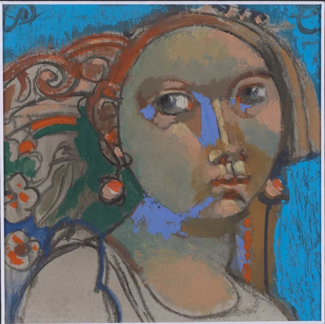 皮埃尔·卡隆 时髦女郎 木板油彩、碳铅 油画 2009年 16cm×16cm 2015年 刘子杰捐赠