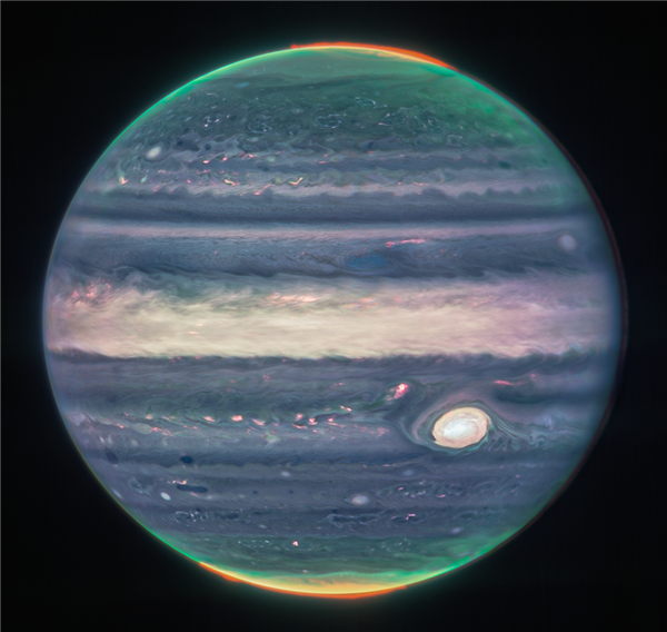 NASA公布最新木星高清图像:细节惊叹 极光、大红斑格外明亮