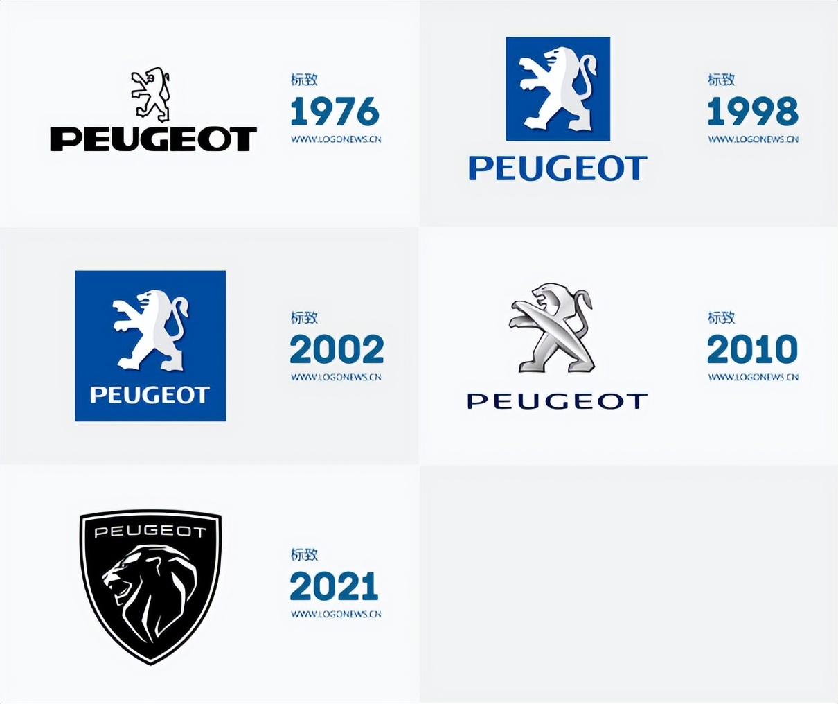 官方表示这是标致的第十一代logo,而当你回顾标致品牌logo的发展,就会