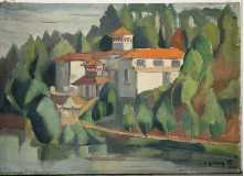 王济远《杭州纪念馆》，布面油画， 1932年，日本京都国立博物馆收藏。