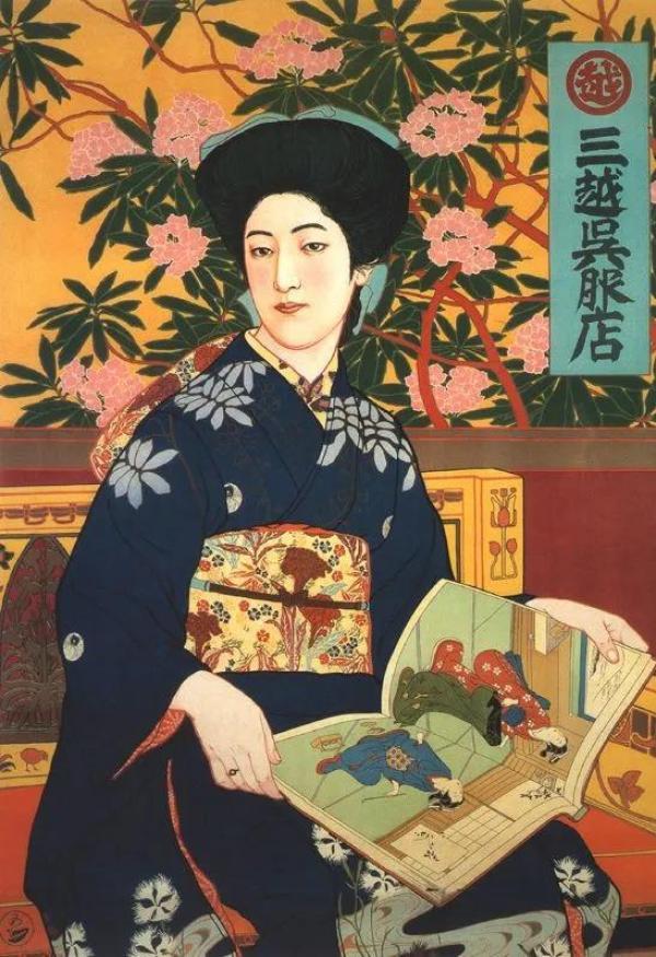 日本三越服务店海报,用的是“吴服”二字