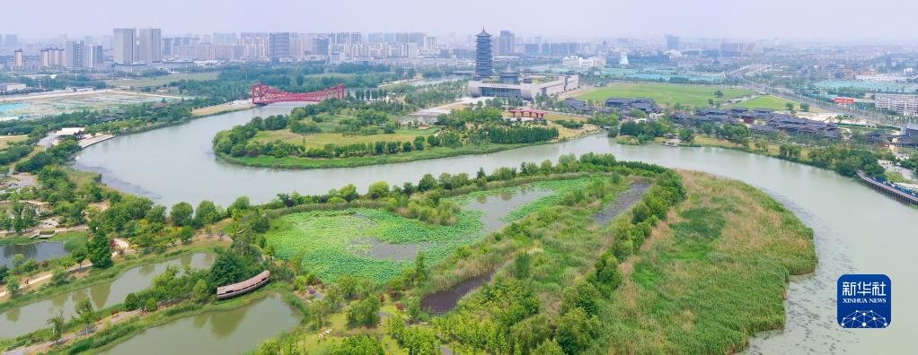 这是位于江苏省扬州市的三湾景区(2022年5月25日摄,无人机照片)。新华社记者 李博 摄