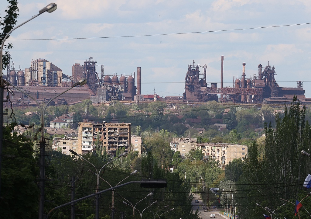 当地时间2022年5月17日，乌东部马里乌波尔市，冲突下的城市景象。