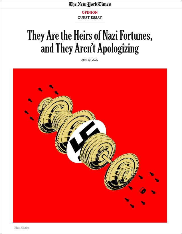 《紐約時報》4月19日刊文：他們是納粹財富的繼承人，弗裏德裏希·弗利克