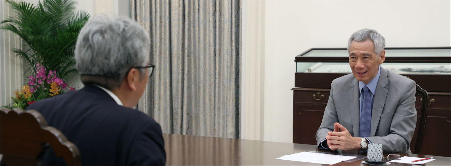 李显龙接受《日本经济新闻》编辑局长井口哲独家专访 图自新加坡总理办公室网站