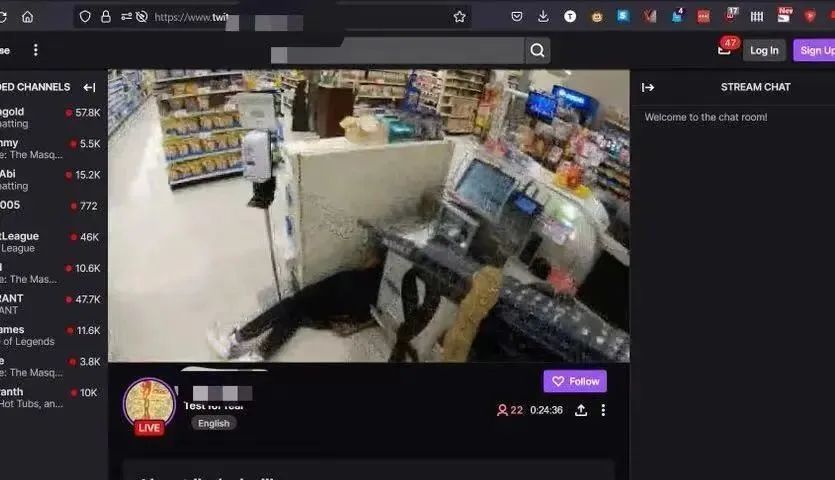 根德隆的Twitch直播,现已被删除。