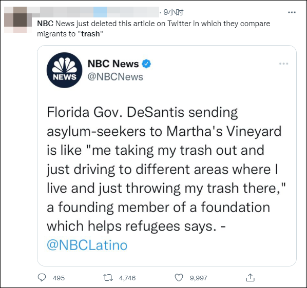 佛州遣送移民是“垃圾转移”？美媒NBC火速删帖