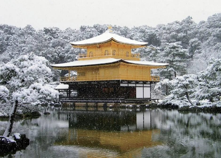 作者不詳/山水図/金閣寺/雪景金閣寺図/掛軸☆宝船☆AC-265 - 絵画