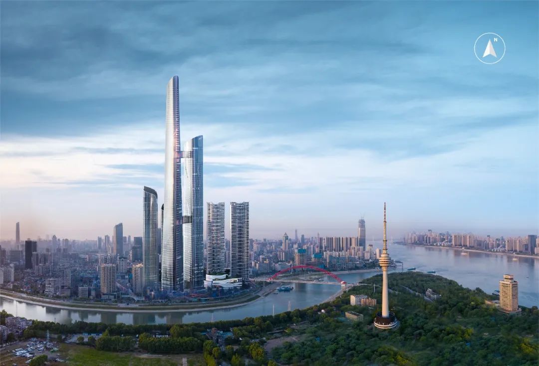 站在武汉bfc复星外滩中心的阳台上,可以俯瞰汉江,长江两处江景,同时